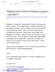 Things to Know Before Visiting Bangalore
