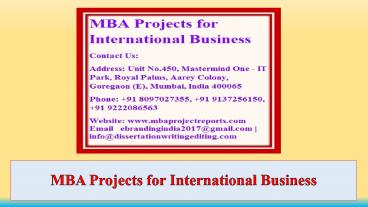MBA Projects for International Business