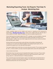 Marketing Reporting Tools