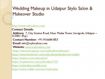 Wedding Makeup in Udaipur Stylo Salon & Makeover Studio