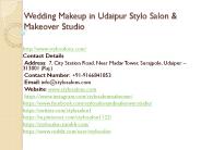 Wedding Makeup in Udaipur Stylo Salon & Makeover Studio