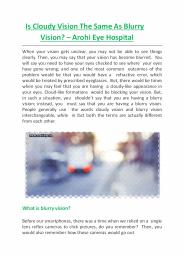 Is Cloudy Vision The Same As Blurry Vision? - Arohi Eye Hospital