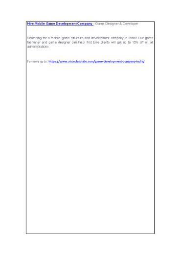 Hire Mobile Game Development Company - Game Designer & Developer