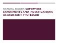 Randal Roark supervises experiments and investigations as assistant professor PowerPoint PPT Presentation