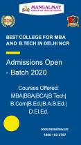 Admissions Open 2020 Batch (Mangalmay Group of Institutions)