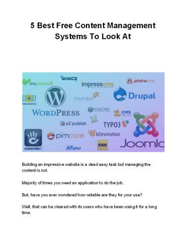 5 Best Free Content Management Systems To Look At