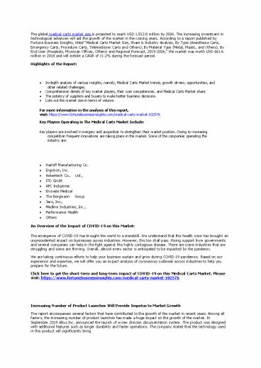 Medical Carts Market Industry Size, Share, Development, Growth and Forecast to 2026