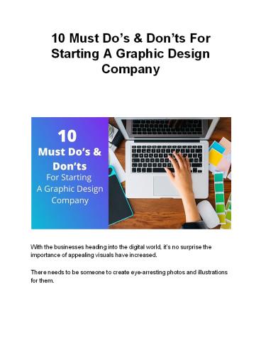 10 Must Do’s & Don’ts For Starting A Graphic Design Company