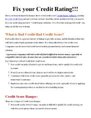 how to fix bad credit