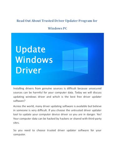Read Out About Trusted Driver Updater Program for Windows PC