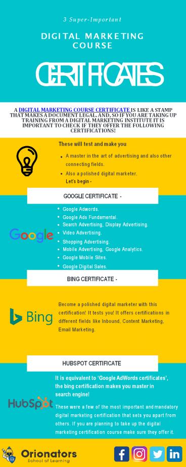 3 Super-Important Digital Marketing Course Certificates