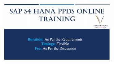 S4 HANA PPDS PPT