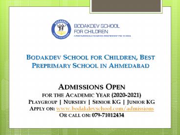 Bodakdev School for Children_Admissions PPT