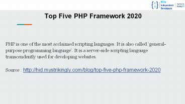 Top five PHP Framework 2020