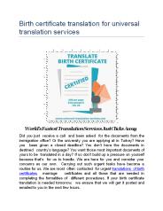 Birth Certificate Translation for Universal Translation Services