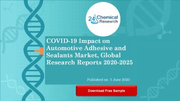 COVID 19 Impact on Automotive Adhesive and Sealants Market, Global Research Reports 2020 2025