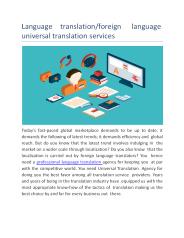 Language Translation/Foreign Language Universal Translation Services