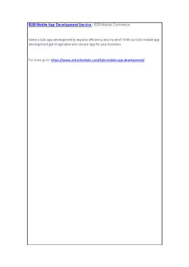 B2B Mobile App Development Service - B2B Mobile Commerce