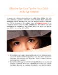 Effective Eye Care Tips For Your Child - Arohi Eye Hospital PowerPoint PPT Presentation