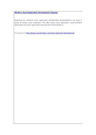 Windows Azure Application Development Company