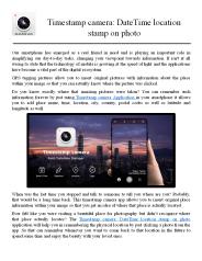 Timestamp camera: DateTime location stamp on photo