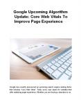 Google Upcoming Algorithm Update: Core Web Vitals To Improve Page Experience PowerPoint PPT Presentation