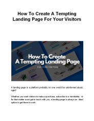 How To Create A Tempting Landing Page For Your Visitors