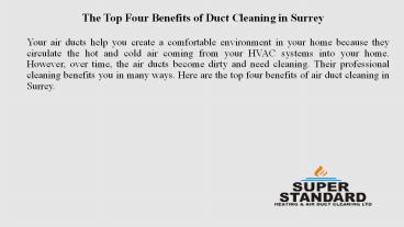 The Top Four Benefits of Duct Cleaning in Surrey