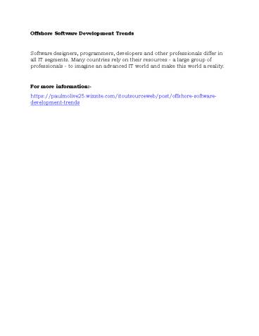 Offshore Software Development – Trends