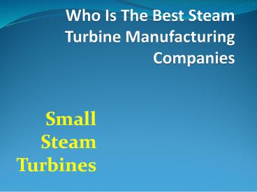 Low-Pressure Steam Turbine Manufacturers