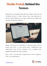Media Portal: Behind the Scenes