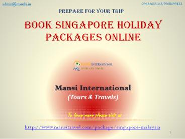Book Singapore Holiday Packages Online