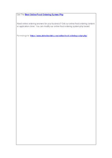 Get The Best Online Food Ordering System Php