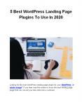 5 Best WordPress Landing Page Plugins To Use In 2020 PowerPoint PPT Presentation