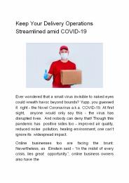 Keep Your Delivery Operations Streamlined amid COVID-19