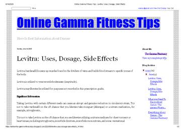 Levitra: Uses, Dosage, Side Effects