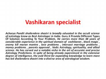 Vashikaran Specialist