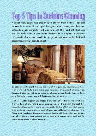 Top 5 Tips in Curtains Cleaning