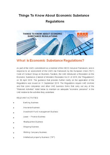 Economic Substance Rules and Regulations in UAE