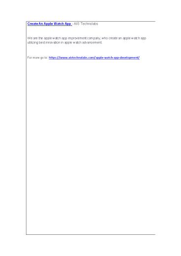 Create An Apple Watch App - AIS Technolabs