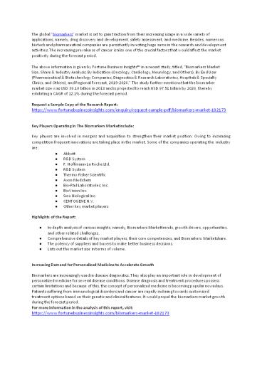 Biomarkers Market 2020