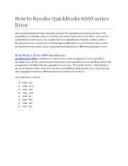Resolve QuickBooks Error 6000