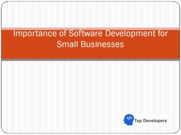 Importance of software development for small business