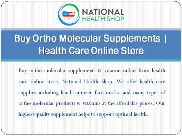 Buy Ortho Molecular Supplements | Health Care Online Store