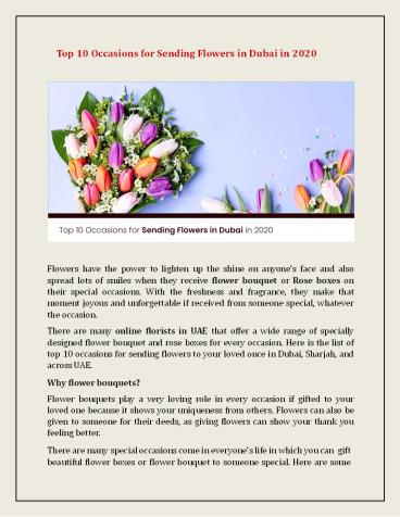 Top 10 Occasions for Sending Flowers in Dubai in 2020