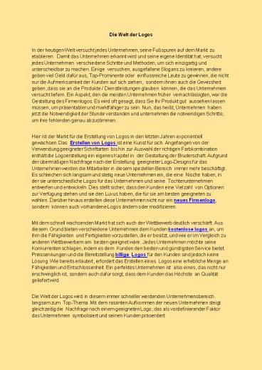 Die Welt der Logos (1)