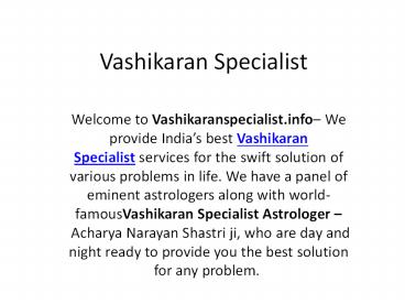 Vashikaran Specialist Narayan Shastri