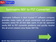 SysInspire NSF to PST Converter
