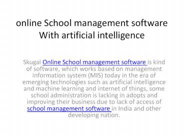 online School management software With artificial intelligence