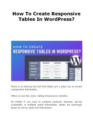 How To Create Responsive Tables In WordPress?